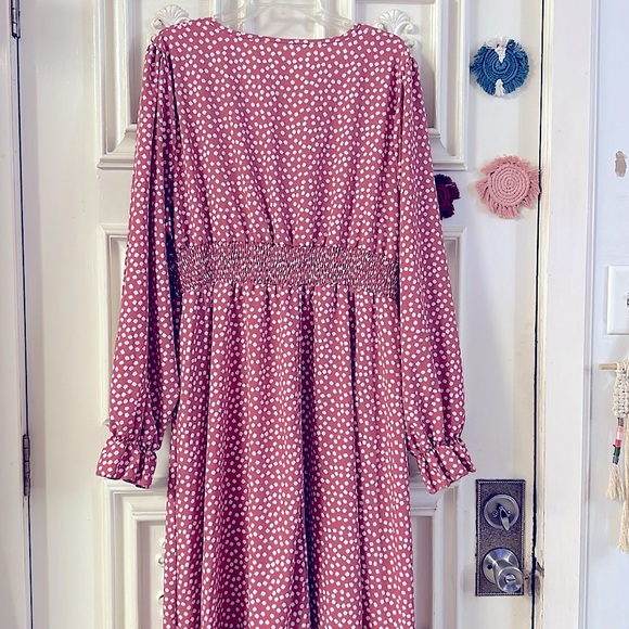 NEW: Ladies Flirty Bohemian Floral Printed V-Neck LongSleeves Midi Dress 3X - Picture 3 of 15